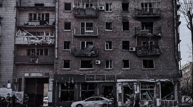 Residential Buildings in Ukrainian City Destroyed by War Activity